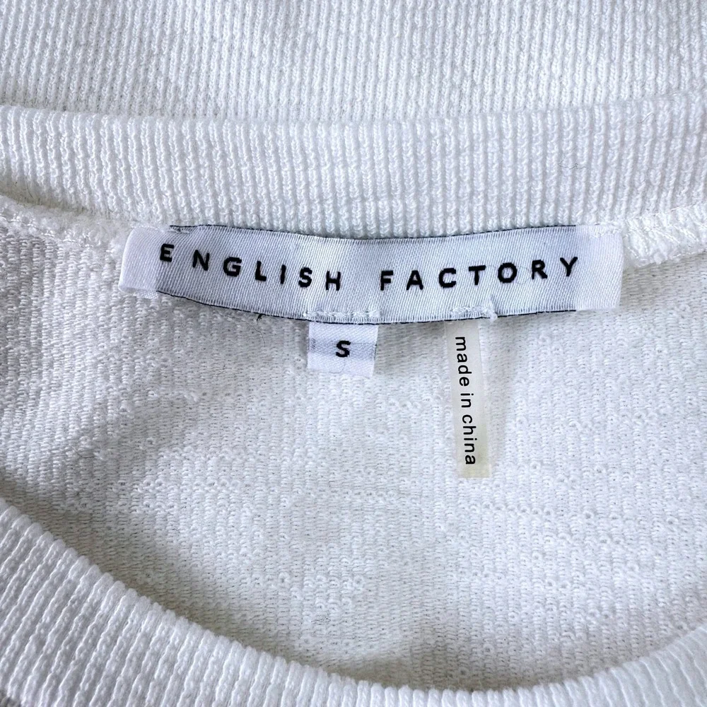 ENGLISH FACTORY Mixed Media Mini Babydoll Dress SMALL White Ruffled‎ SS Cottage